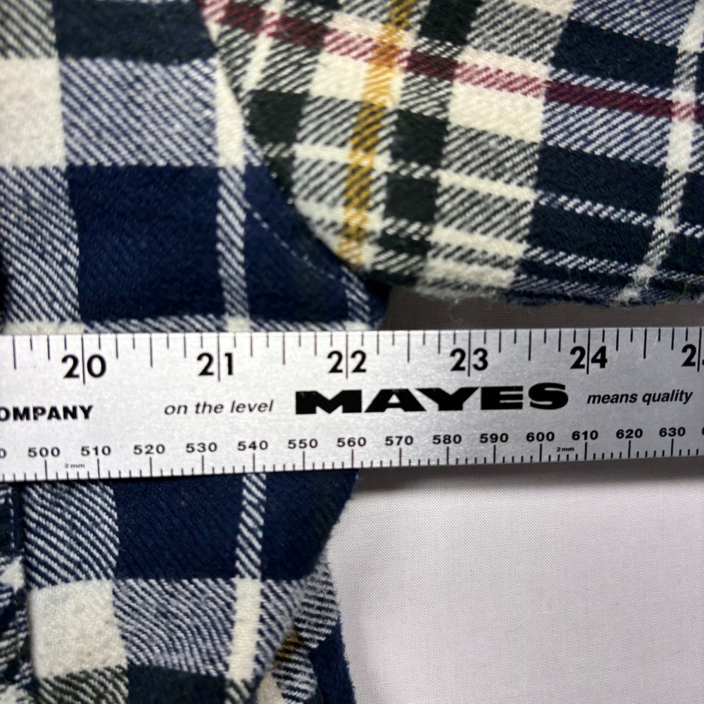 Above Sea Level Mens Plaid Quilted Flannel Shirt Jacket Navy Cream Yellow Medium - Picture 6 of 8